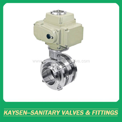 Sanitary Electric 3PCS Welded Butterfly Valve 3A/SMS/ISO/DS